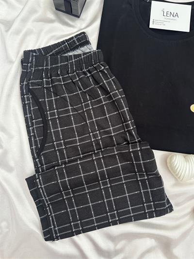 Erkek Lacivert Premium Ekose Pijama Takımı
