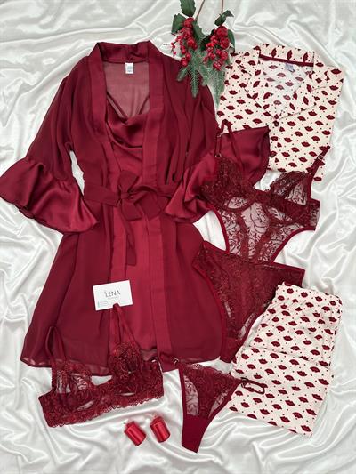 Eşsiz Bordo 7li Çeyiz Seti