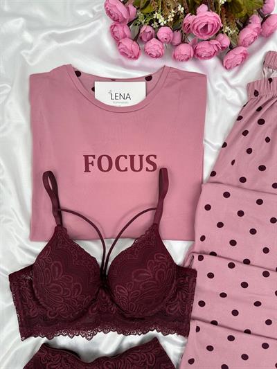 Focus Kısa Kollu Pamuklu Dörtlü Pijama Takımı