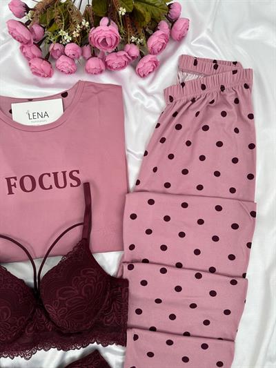 Focus Kısa Kollu Pamuklu Dörtlü Pijama Takımı