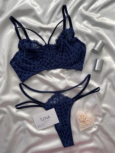 Gece Mavisi Saten Takımı