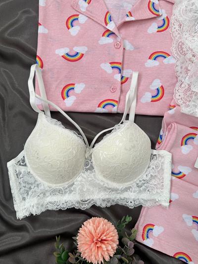 Gökkuşağı Dörtlü Kısa Kollu Pamuklu Pijama Takımı