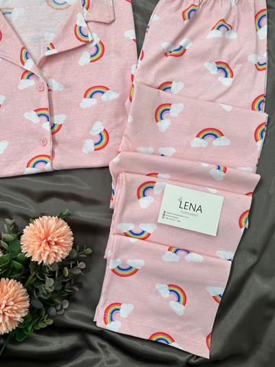 Gökkuşağı Kısa Kollu Pamuklu Pijama Takımı