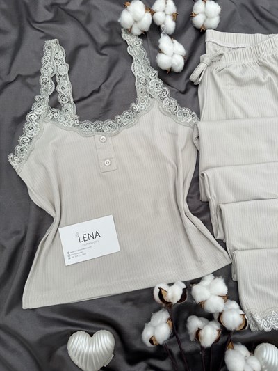 Gri Fransis Askılı Pijama Takımı
