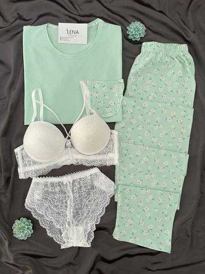 Groset Dörtlü Kısa kollu Pamuklu Pijama Takımı