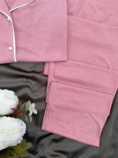 Gülkurusu Biyeli Kısa Kollu Pijama Takım