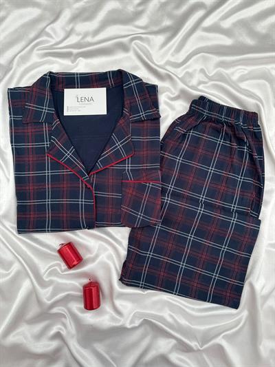 Houston Ekose Lacivert Pijama Takımı