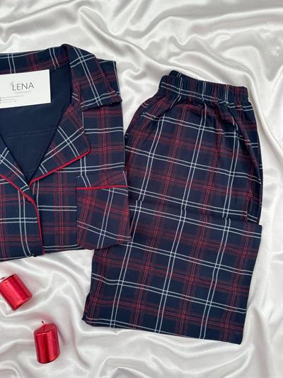 Houston Ekose Lacivert Pijama Takımı