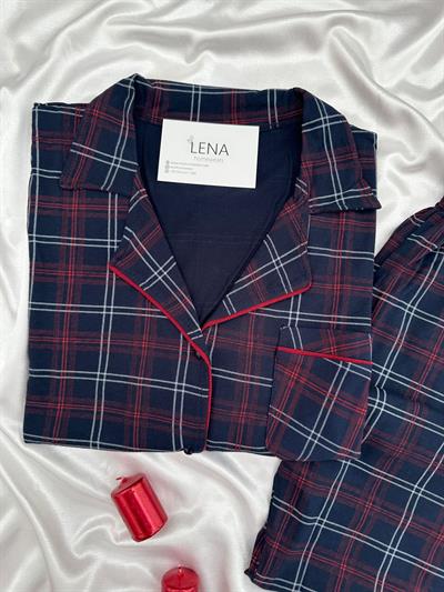 Houston Ekose Lacivert Pijama Takımı