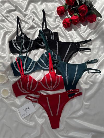 Işıltı İp Detaylı Üçlü Bralet Takımı