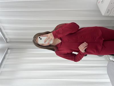 Kadın Kırmızı Sendy Uzun Kollu Pijama Takımı