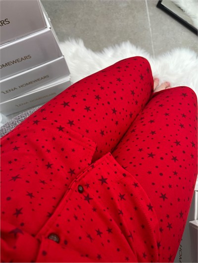 Kadın Yıldız Desenli Termosoft Pijama Takımı