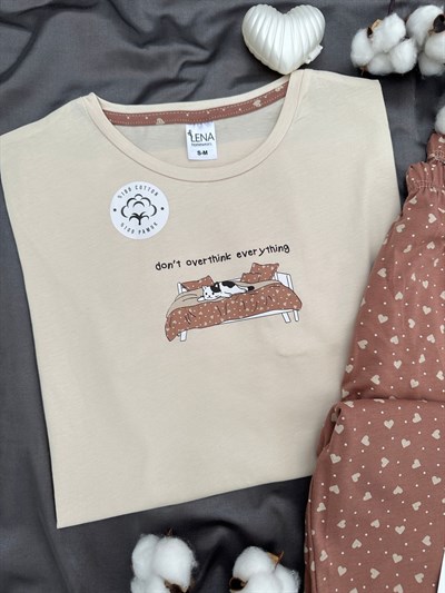 Kahvelim %100 Pamuk Kısa Kollu Pijama Takımı