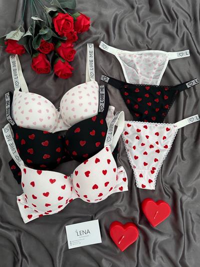 Kalbim Sende Taşlı Üçlü Destekli Sütyen Takımı