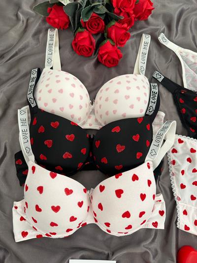 Kalbim Sende Taşlı Üçlü Destekli Sütyen Takımı