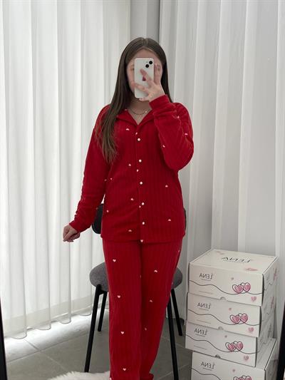 Kırmızı Starly Dörtlü Polar Pijama Seti