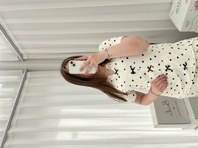 Siyah Kalp Desenli Ekru Oslo Dörtlü Pijama Takımı