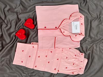 Kalp Desenli Pembe Milan Pijama Takımı