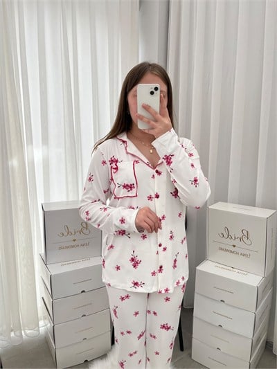 Kiraz çiçeği Uzun Kollu Berlin Pijama Takımı