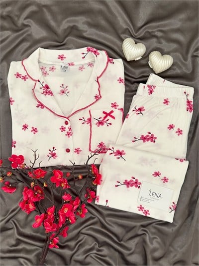 Kiraz çiçeği Uzun Kollu Berlin Pijama Takımı