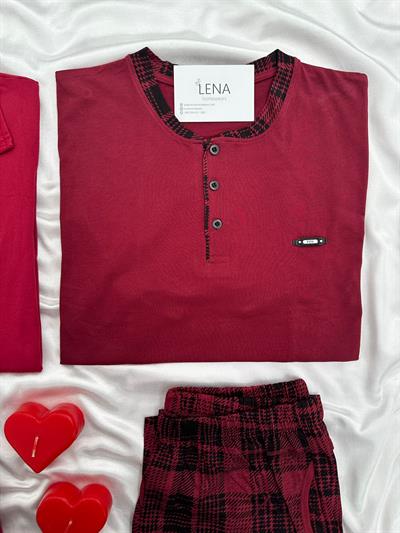 Kırmızı Aşkına Dört Parça Çift Pijama Takımı