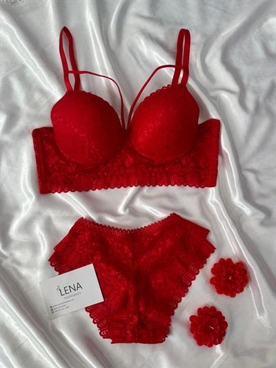 Kırmızı Destekli Sütyen Takımı