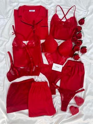 Kırmızı Dropy 7li Çeyiz Seti