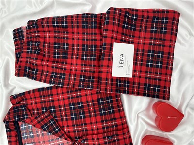Kırmızı Ekose Desenli Termosoft Pijama Takımı