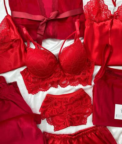 Kırmızı Elegant 8li Kadın Çeyiz Set