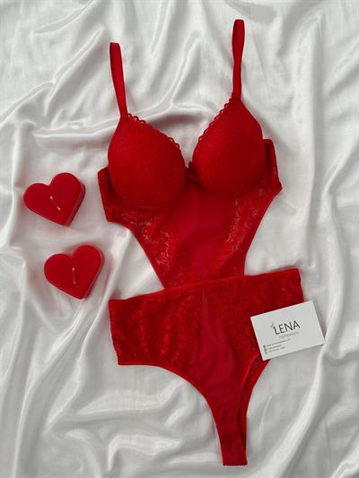 Kırmızı Forix Destekli Kopçalı Bodysuit