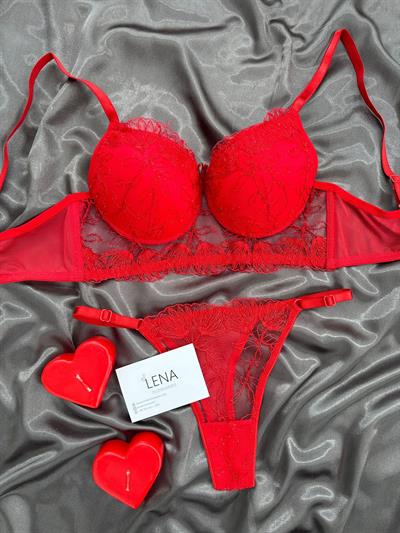 Kırmızı Nova Işıtlı Destekli Sütyen Takım 