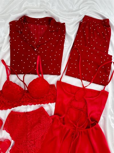 Kırmızı Valaria Aşk 5li Özel Set 