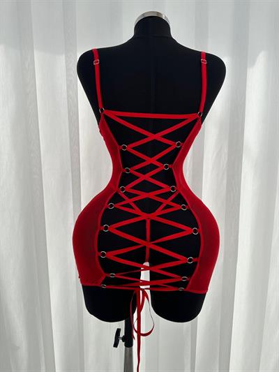 Kırmızı Zikzak Fantezi Gecelik