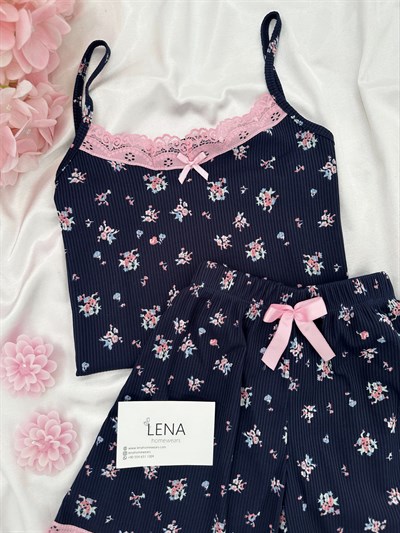 Lacivert Cares Şortlu Pijama Takımı