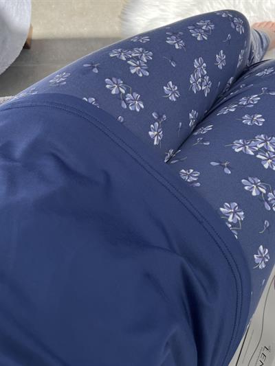 Lacivert Çiçek Desenli Sofya Pijama Takımı