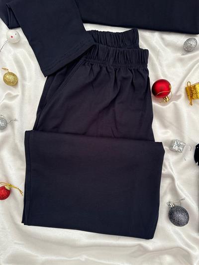 Lacivert Hours 4 Parça Çift Pijama Seti