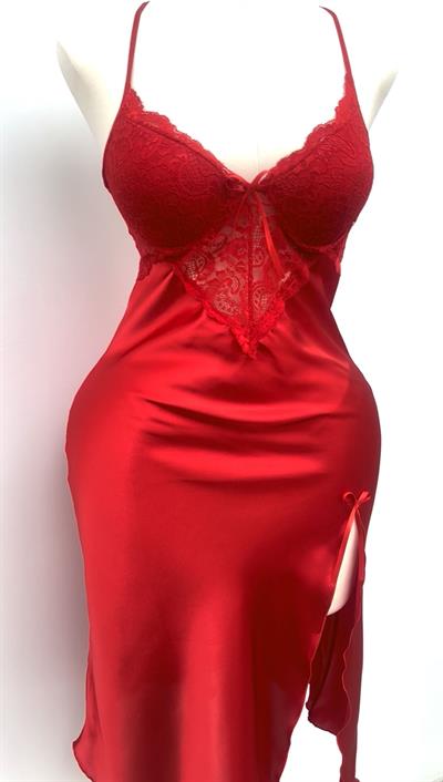 Lady İconic Kırmızı Destekli Gecelik & Sabahlık Takımı