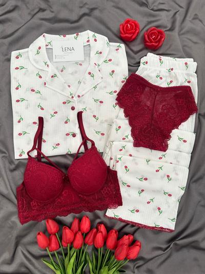 Lale Zamanı Dörtlü Pijama Takımı