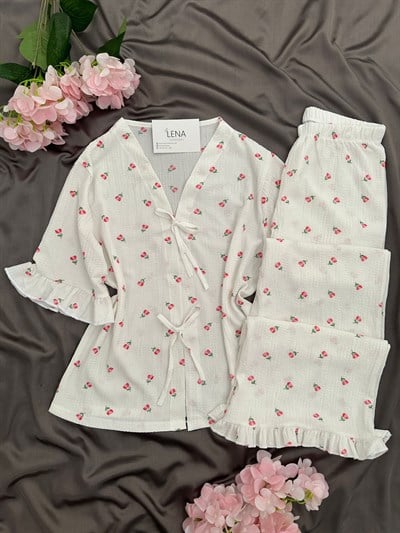 Laris Pembe Lale Bürümcük Pijama Takımı