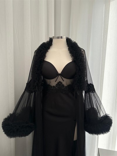 Lenna Siyah Tül İkili Özel Gecelik