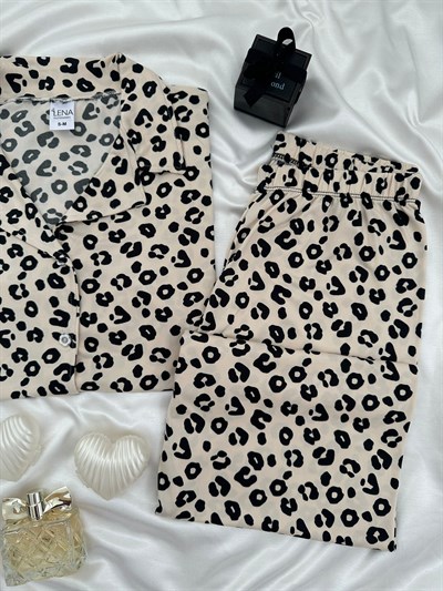 Leopar Kısa Kollu Milan Pijama Takımı