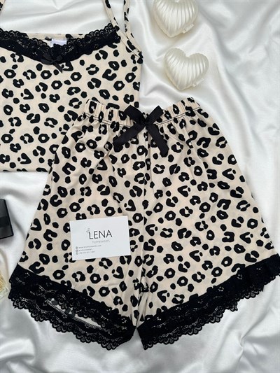 Leopar Şortlu Pijama Takımı