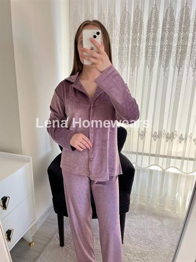 Lila Premium Kadife Pijama Takımı