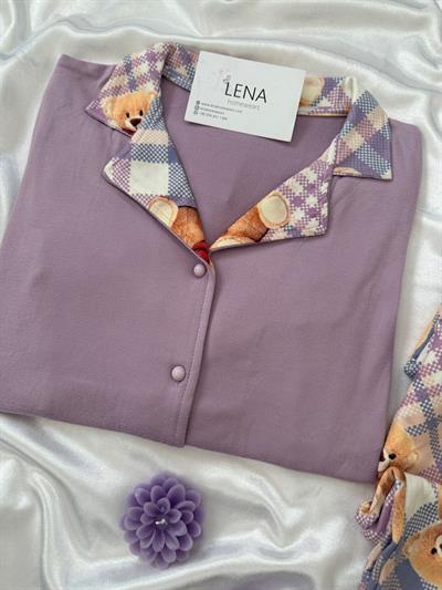 Lila Teddy Uzun Kollu Pijama Takımı  💜🧸