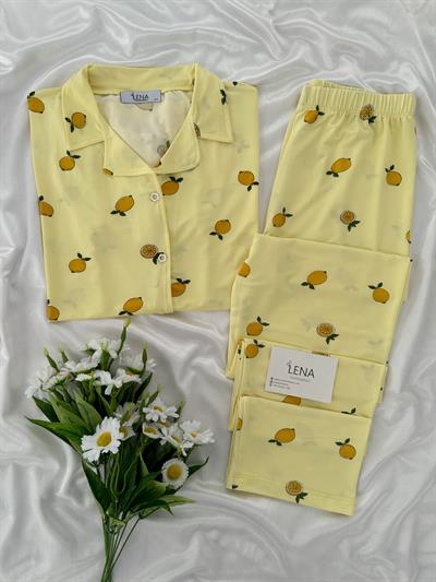 Limon Desenli Kısa Kollu Pijama Takımı