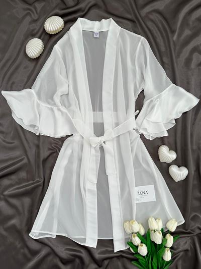 Luxury Chane Ekru Gelin ikili Gecelik & Sabahlık Takımı