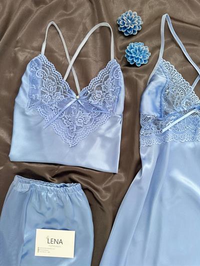 Mavi 5’li Saten Takımı 