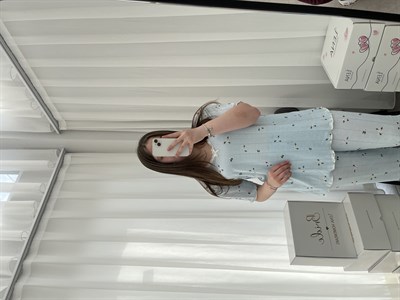 Mavi Papatya Kısa Kollu Pijama Takımı