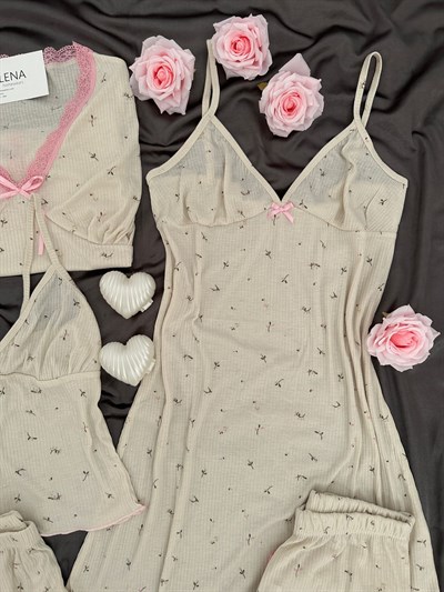 Mini Çiçekler 7li Pijama & Çamaşır Seti