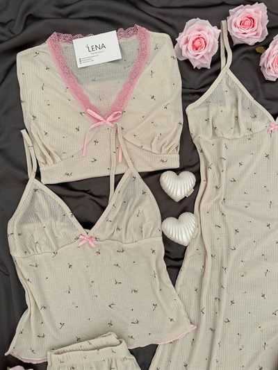 Mini Çiçekler 7li Pijama & Çamaşır Seti